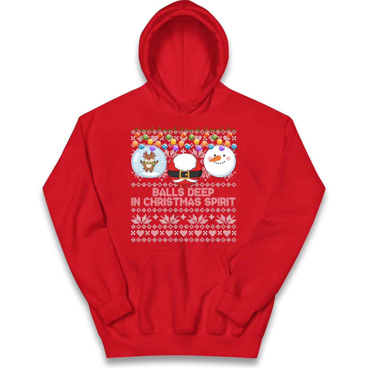 Balls Deep in Christmas Spirit Christmas Jumper Kids Hoodie