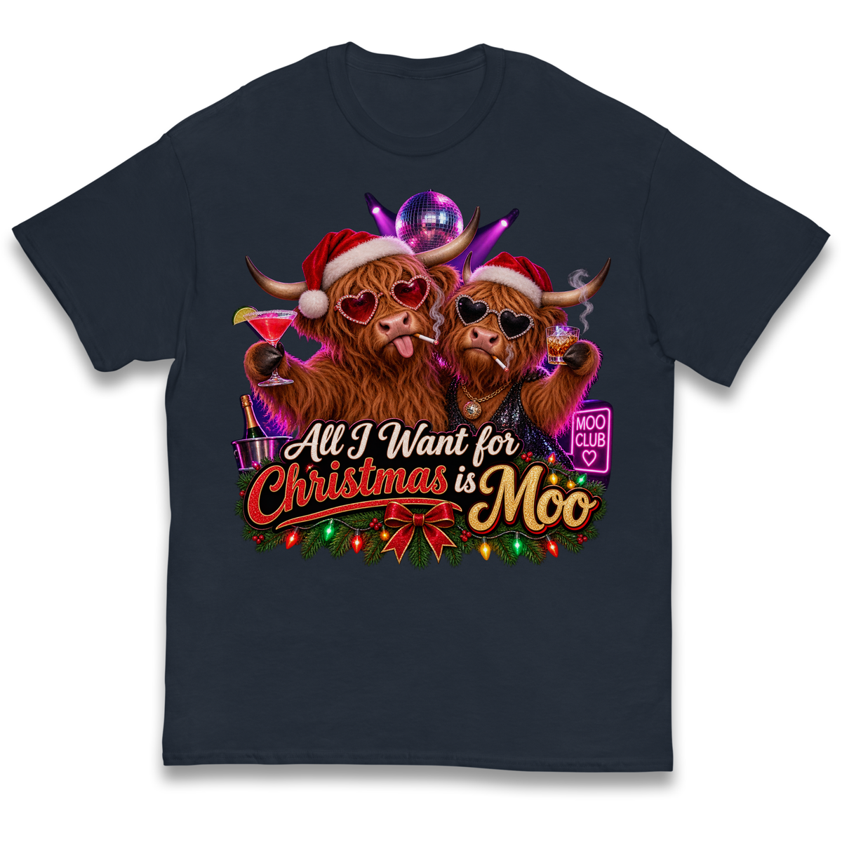 Highland Cow Christmas Moo Kids T-Shirt