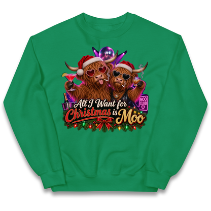 Highland Cow Christmas Moo Kids Jumper
