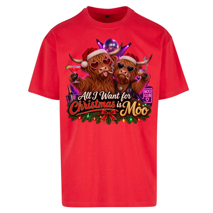 Highland Cow Christmas Moo Oversized T-Shirt