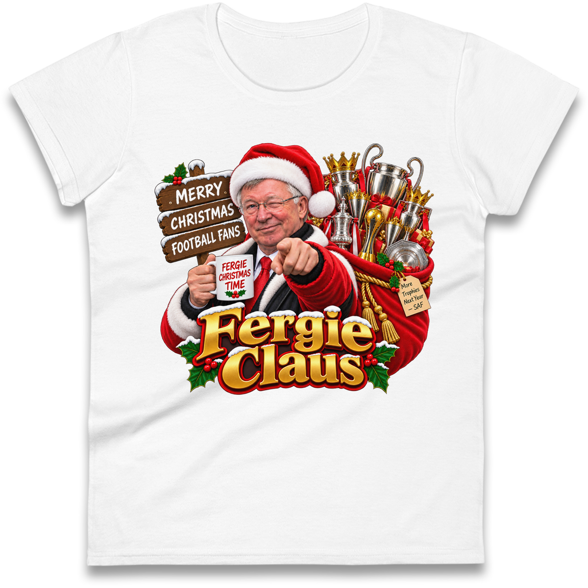 Man United Christmas Ladies T-Shirt