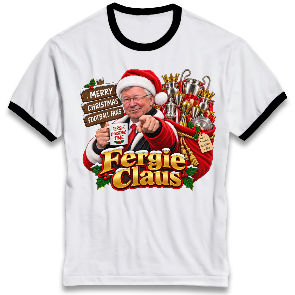 Man United Christmas Ringer T-Shirt