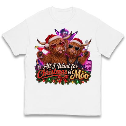 Highland Cow Christmas Moo Kids T-Shirt