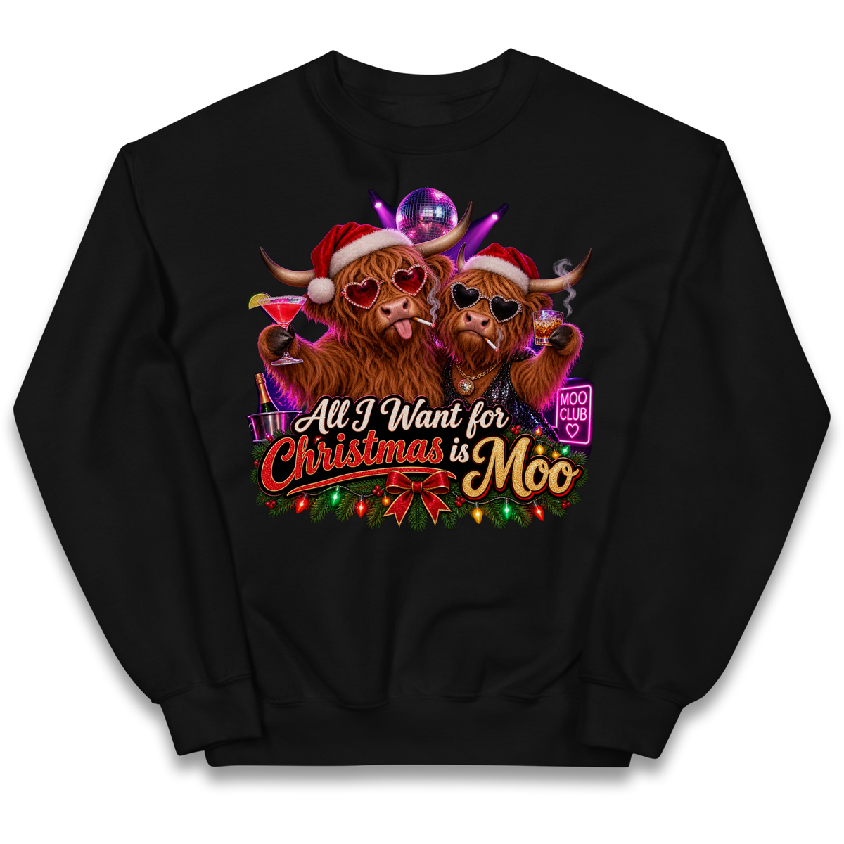 Highland Cow Christmas Moo Kids Jumper