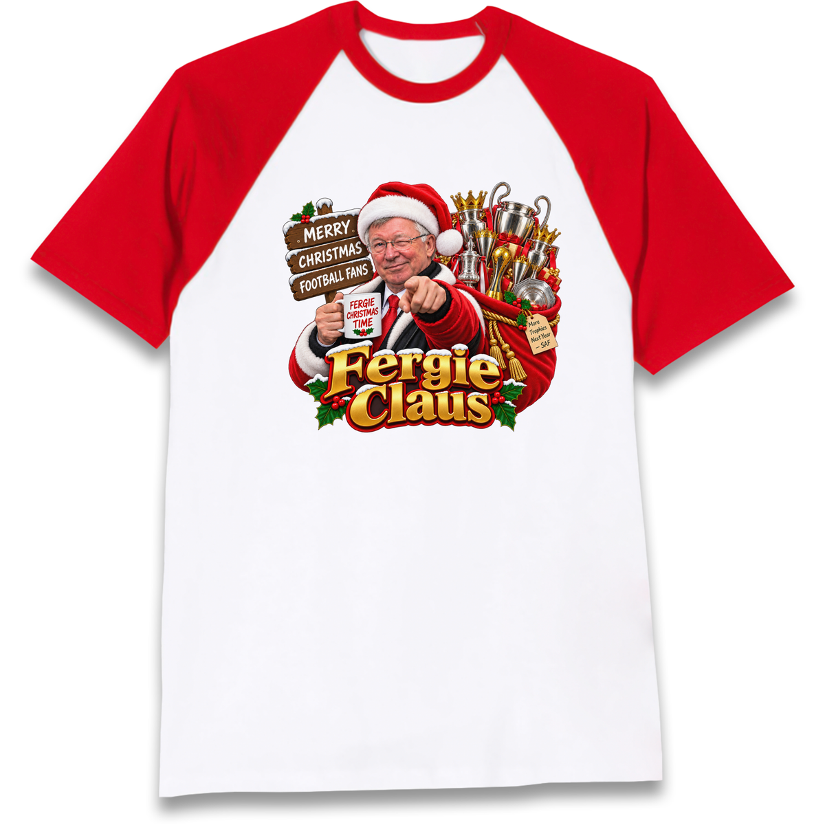 Man United Christmas Raglan T-Shirt