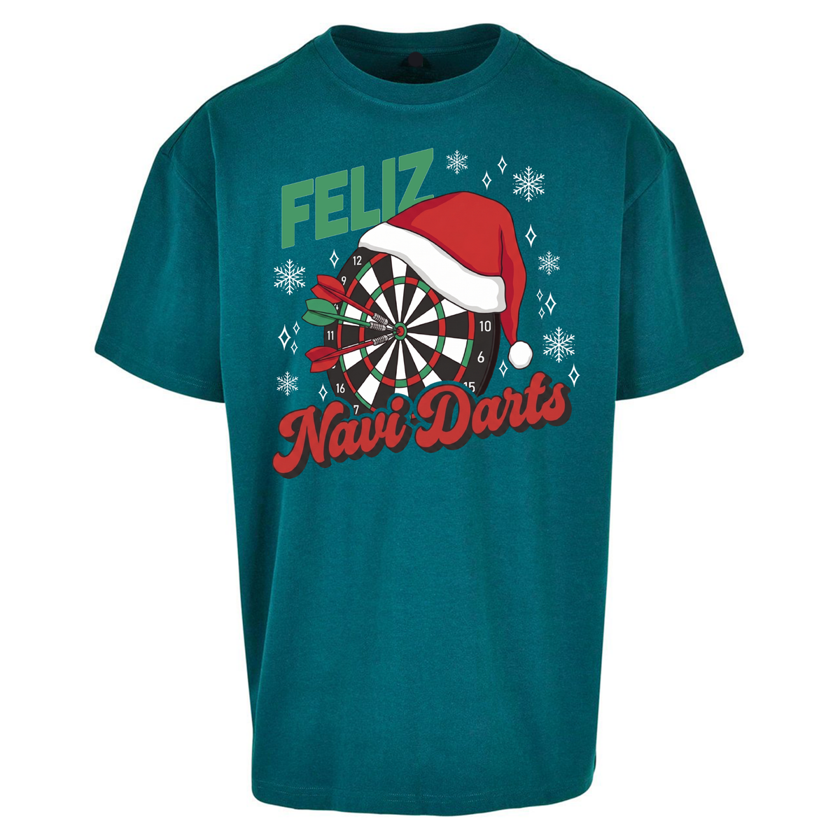 Feliz Navidarts Oversized T-Shirt - Festive Darts Gift