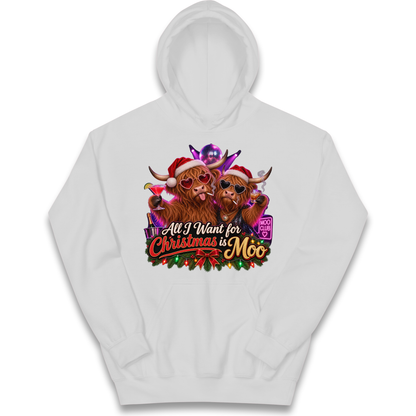 Highland Cow Christmas Moo Kids Hoodie