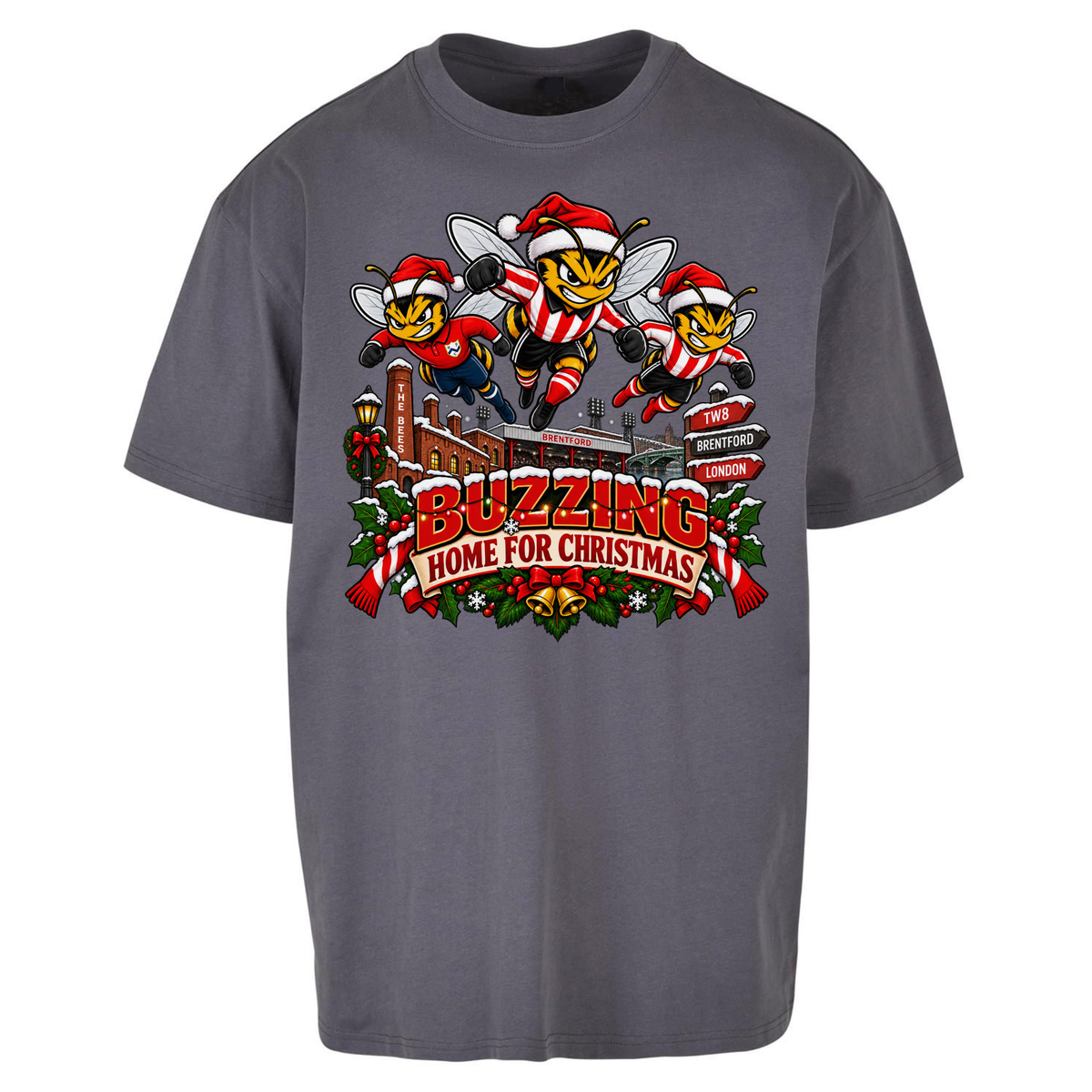 Brentford Football Christmas Oversized T-Shirt