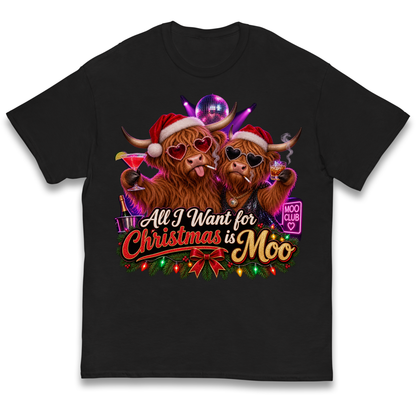Highland Cow Christmas Moo Kids T-Shirt