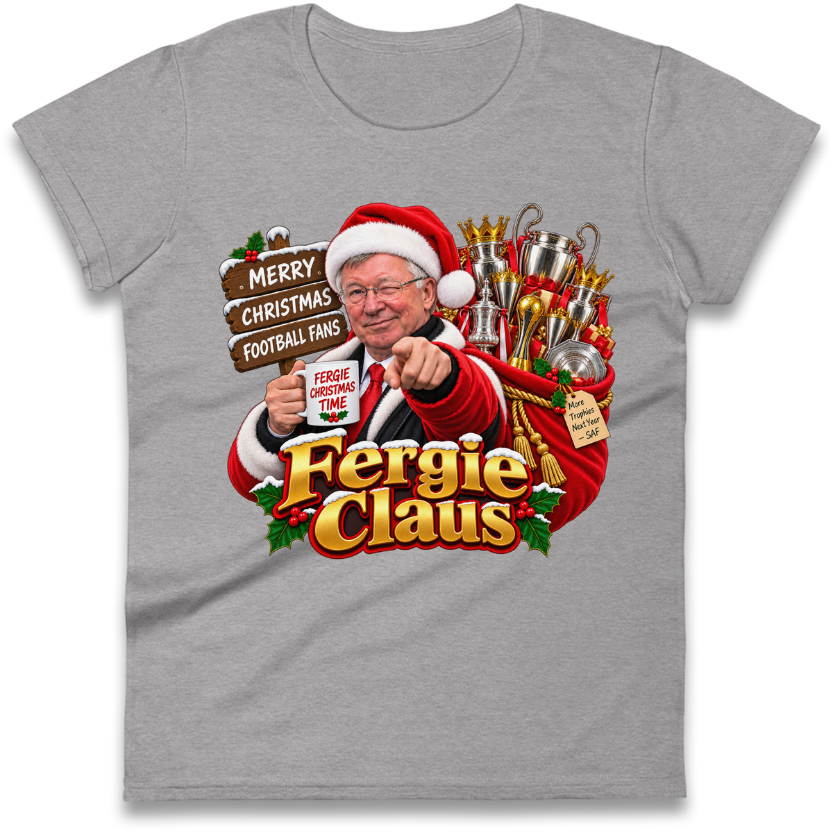 Man United Christmas Ladies T-Shirt