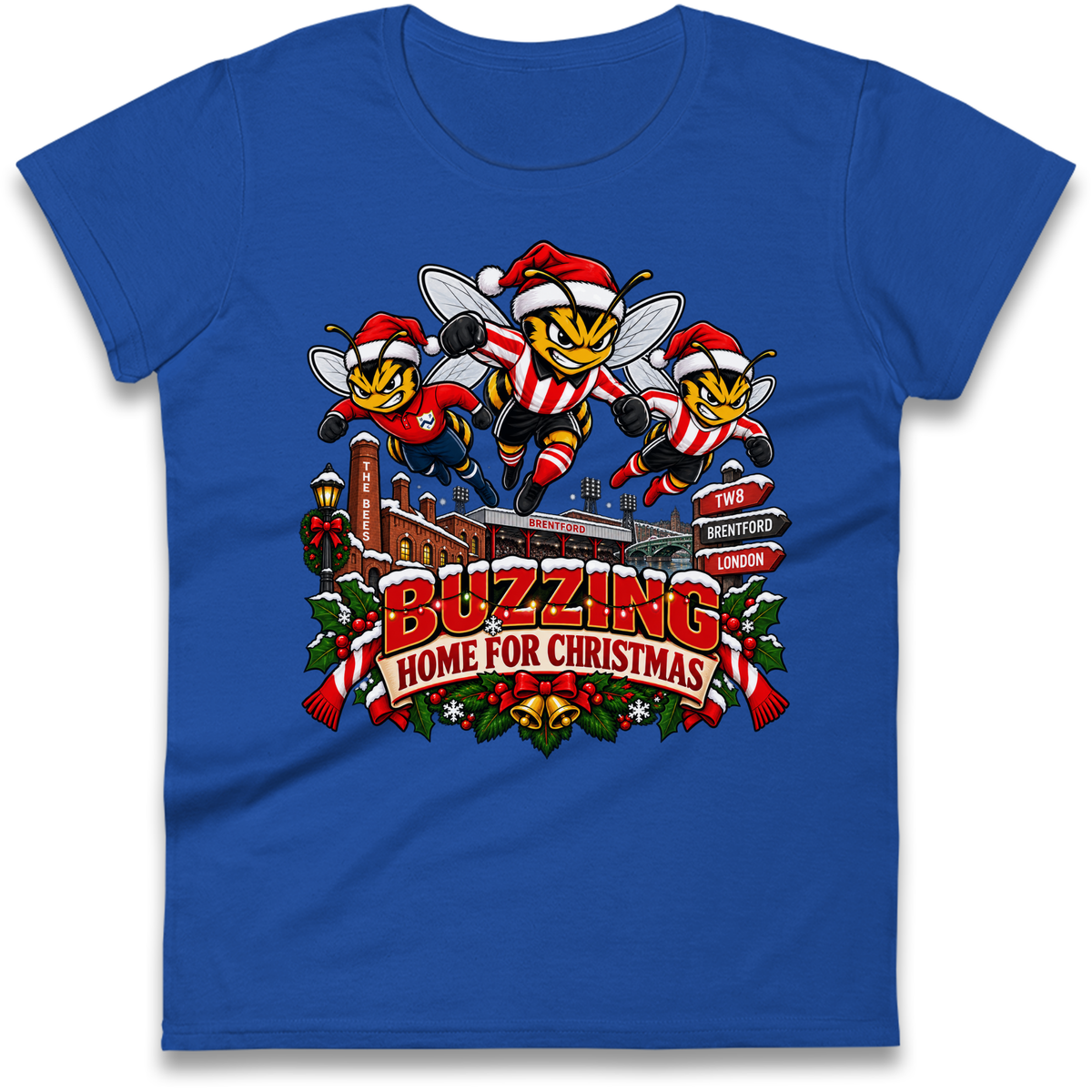 Brentford Football Christmas Ladies T-Shirt