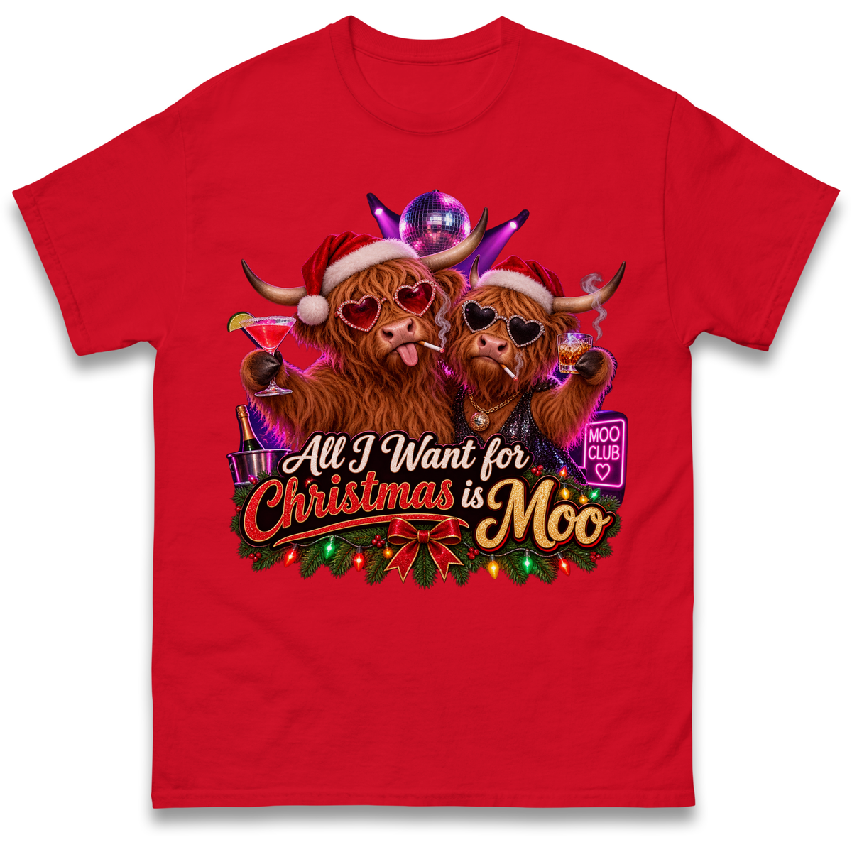 All I Want for Christmas is Moo Highland Cow T-Shirt