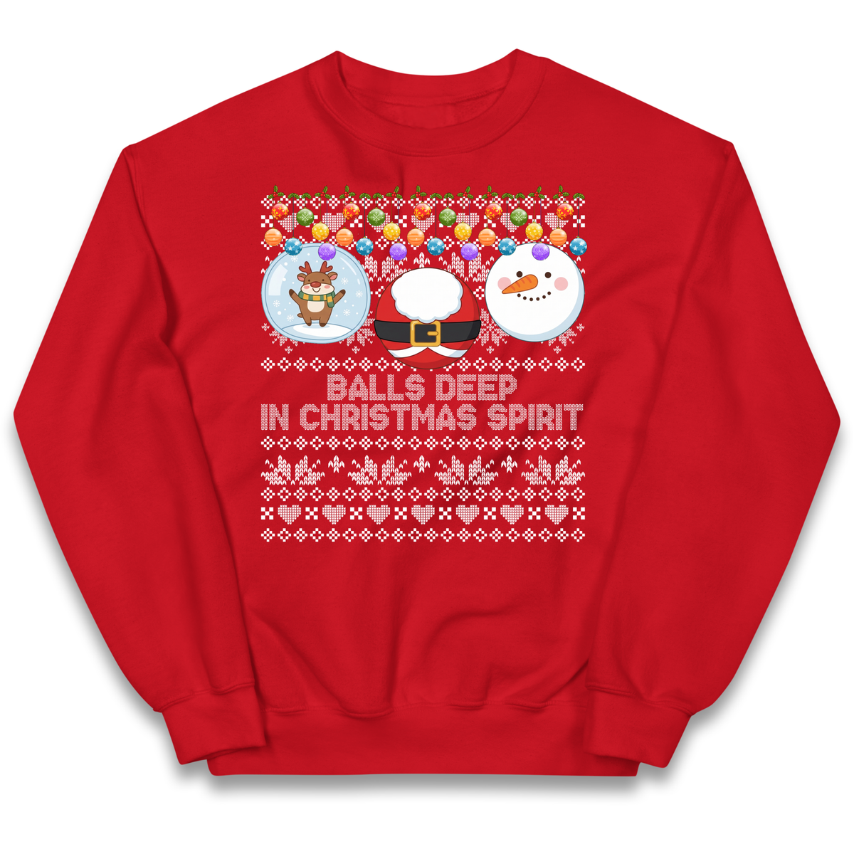 Balls Deep in Christmas Spirit Christmas Jumper Kids Jumper
