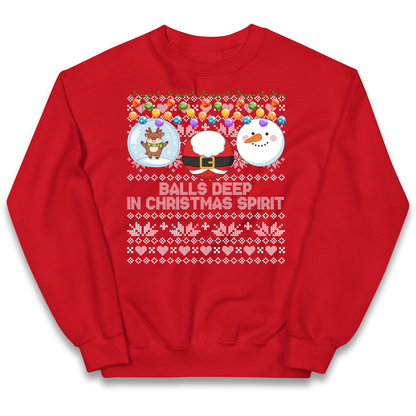 Balls Deep in Christmas Spirit Christmas Jumper Kids Jumper