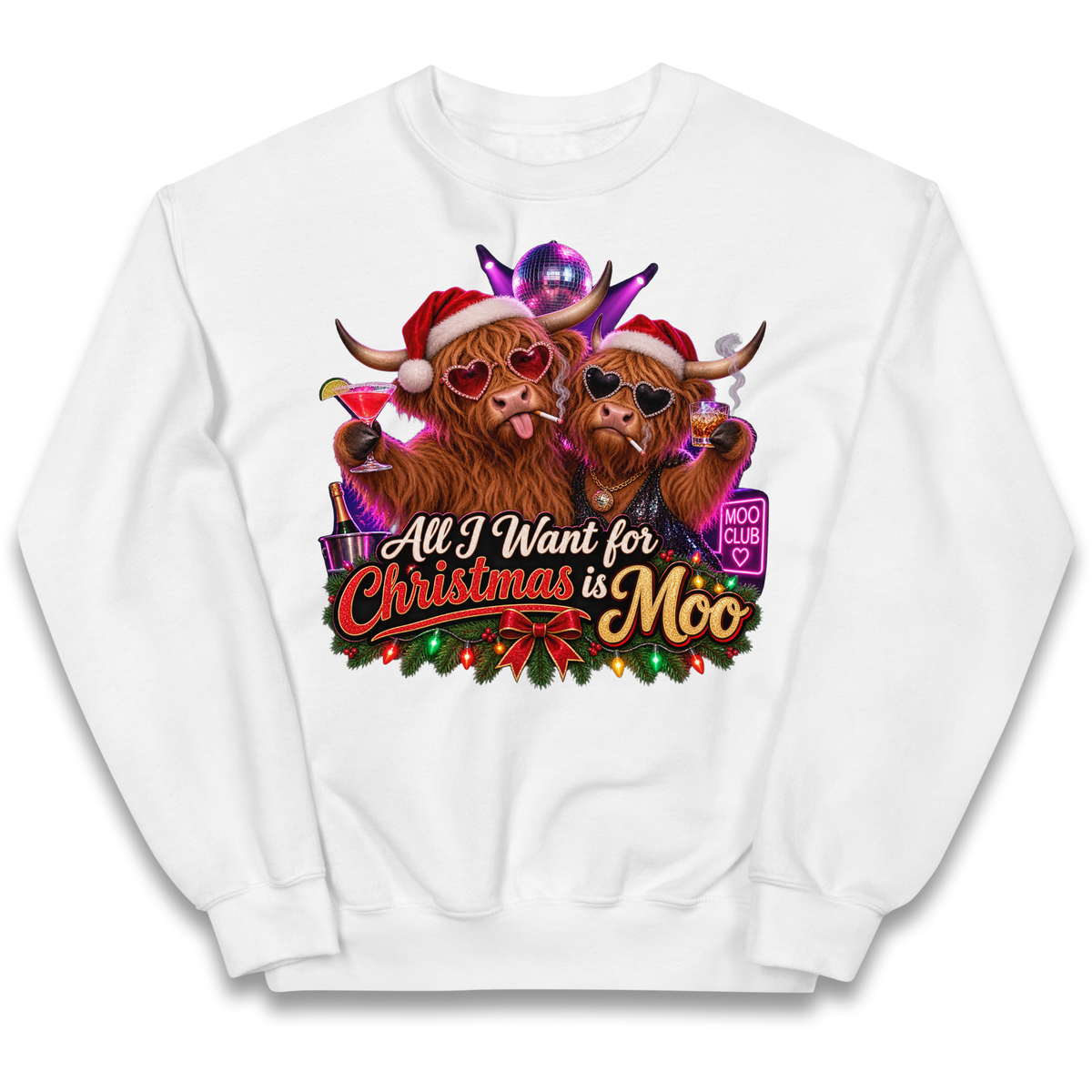 Highland Cow Christmas Moo Kids Jumper
