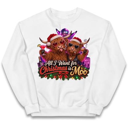 Highland Cow Christmas Moo Kids Jumper