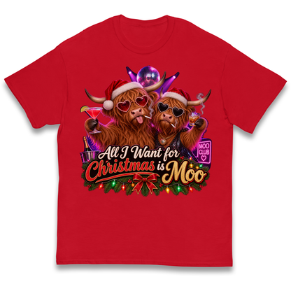 Highland Cow Christmas Moo Kids T-Shirt