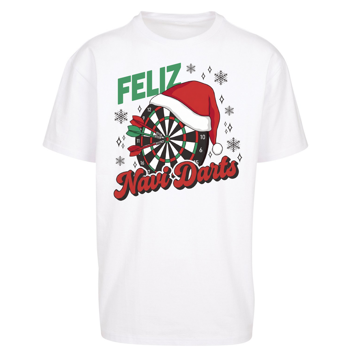 Feliz Navidarts Oversized T-Shirt - Festive Darts Gift