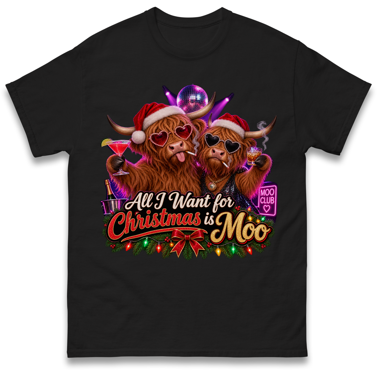 All I Want for Christmas is Moo Highland Cow T-Shirt
