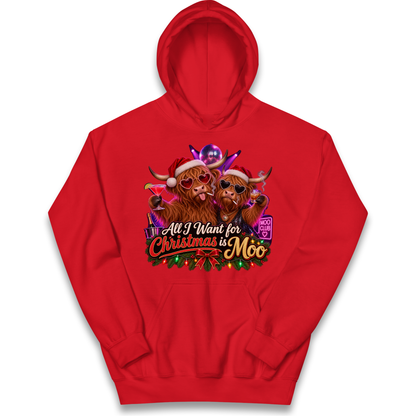 Highland Cow Christmas Moo Kids Hoodie