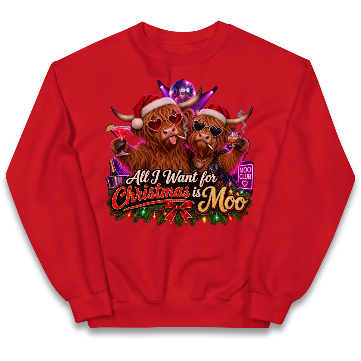 Highland Cow Christmas Moo Kids Jumper