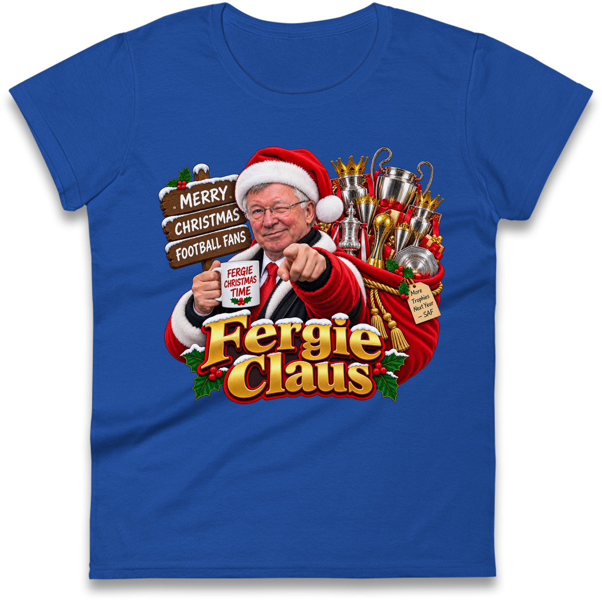 Man United Christmas Ladies T-Shirt