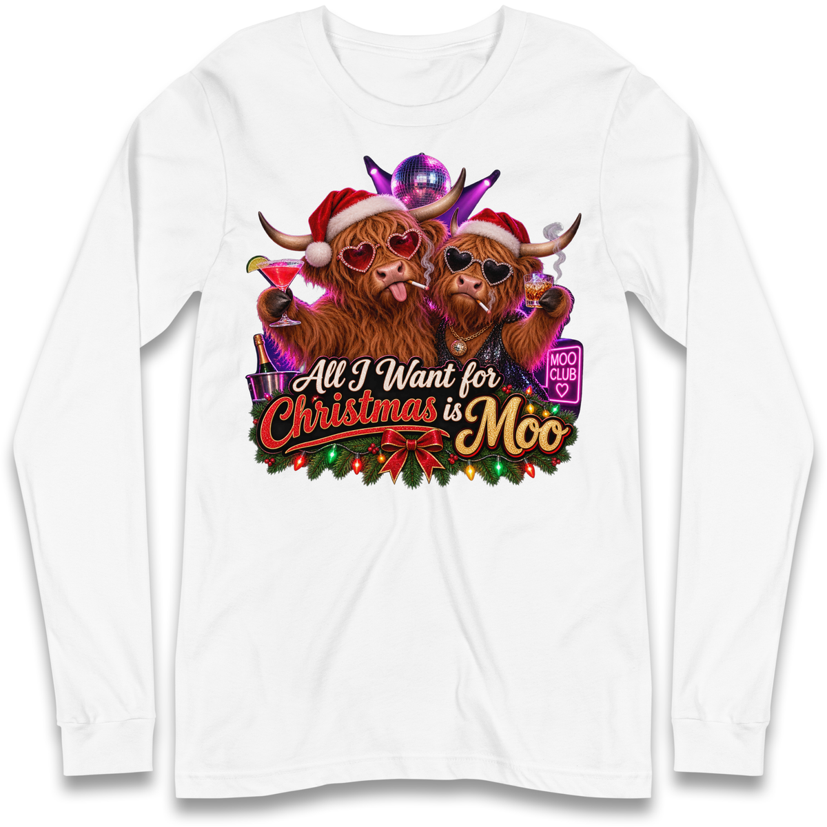 Highland Cow Christmas Long Sleeve T-Shirt