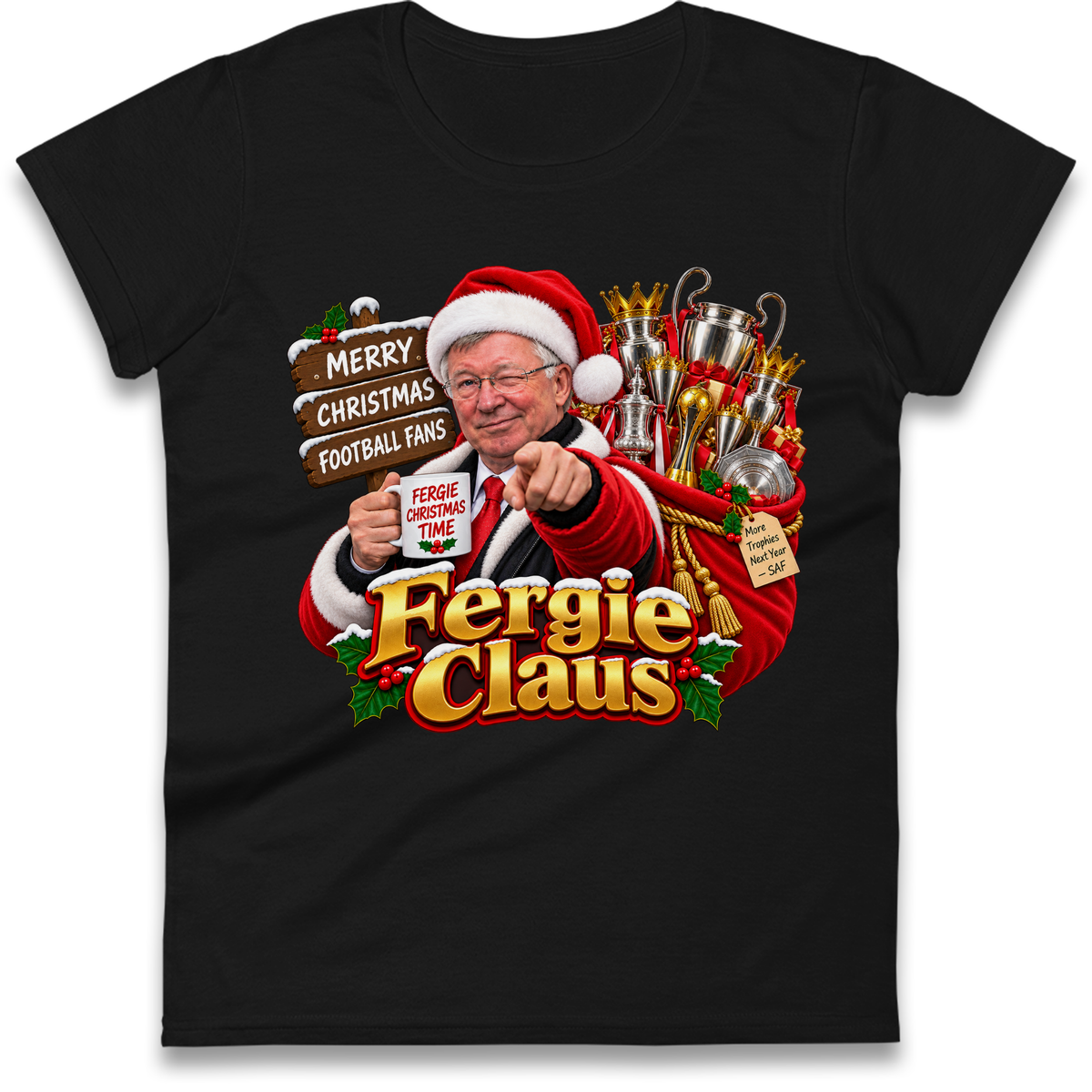 Man United Christmas Ladies T-Shirt