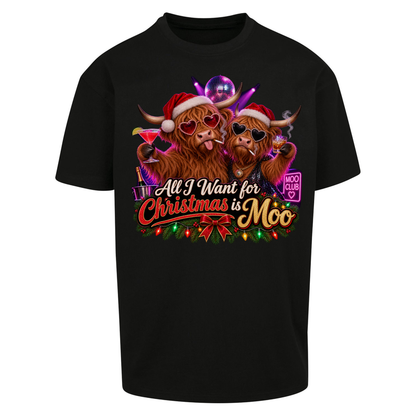 Highland Cow Christmas Moo Oversized T-Shirt