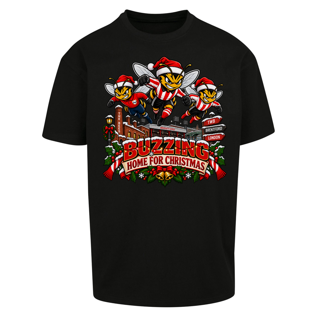 Brentford Football Christmas Oversized T-Shirt