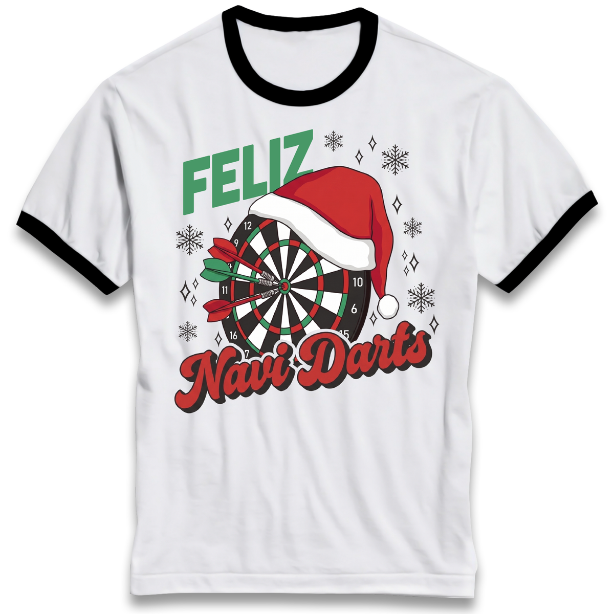 Feliz Navidarts Ringer T-Shirt - Christmas Darts Design