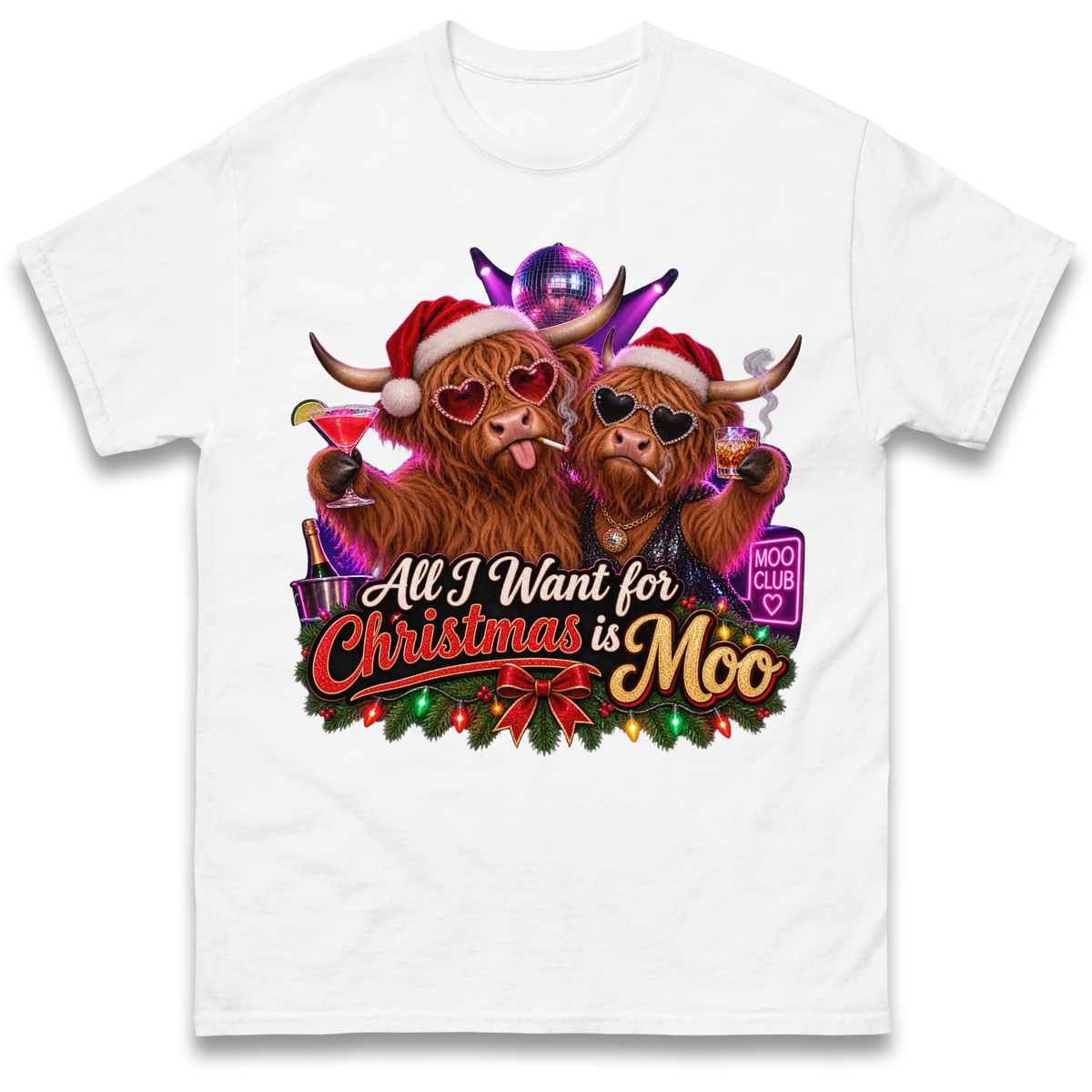 All I Want for Christmas is Moo Highland Cow T-Shirt