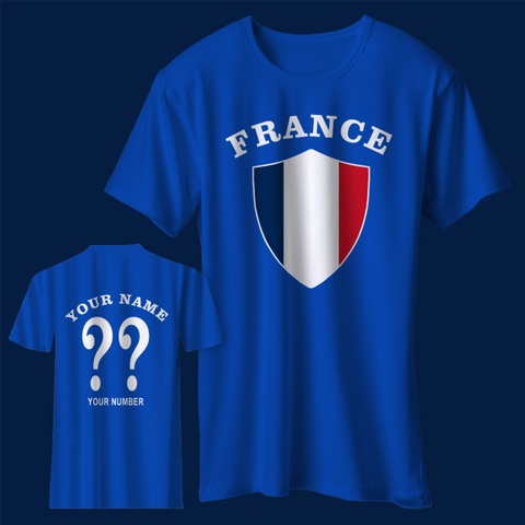 Personalised France Football Shirt with any Name & Number