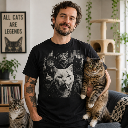 Funny Gangster Cat Shirt Meme Cats Graphic Tee Vintage Cat Lover Tee