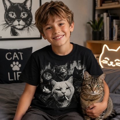 Funny Gangster Cat Shirt Meme Cats Graphic Tee Vintage Cat Lover Tee