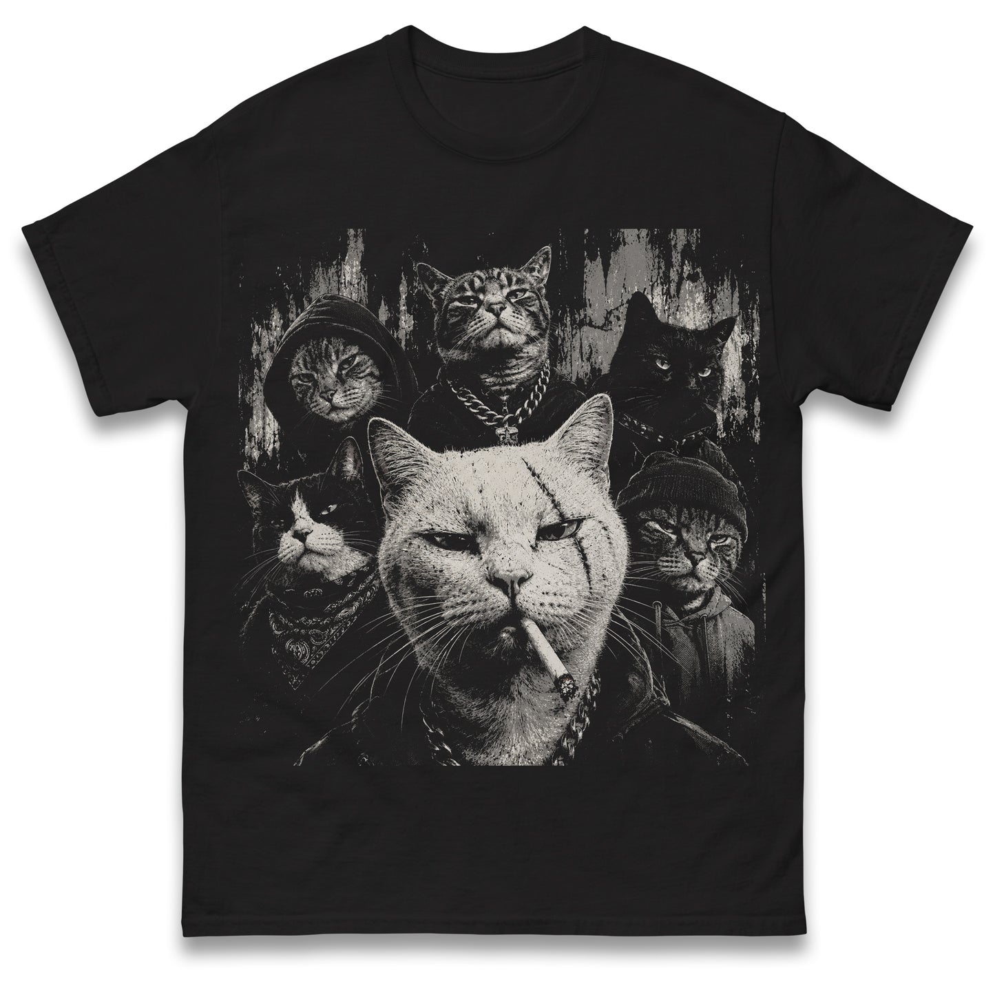 Funny Gangster Cat Shirt Meme Cats Graphic Tee Vintage Cat Lover Tee