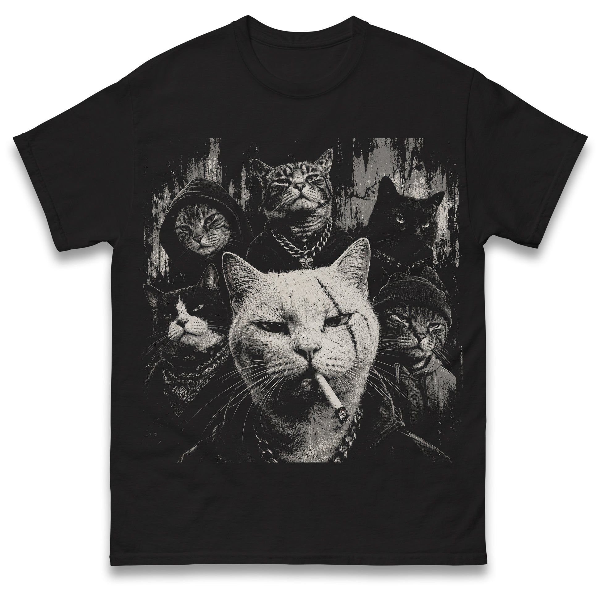 Funny Gangster Cat Shirt Meme Cats Graphic Tee Vintage Cat Lover Tee