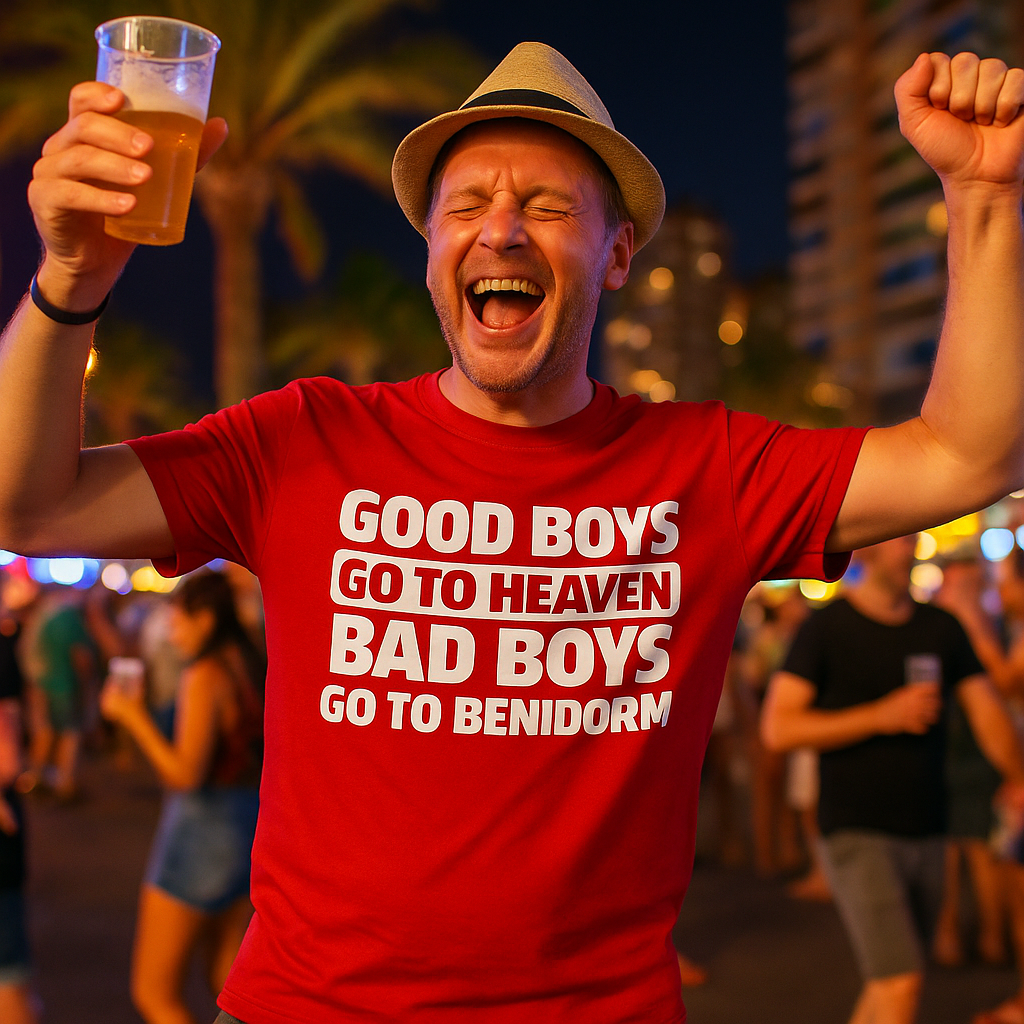 Good Boys Go To Heaven Bad Boys Go To Benidorm T Shirt