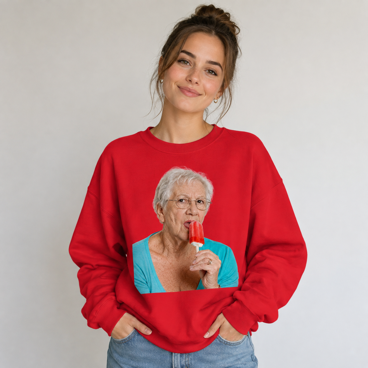 Grandma Licking Lollipop Seductively Jumper