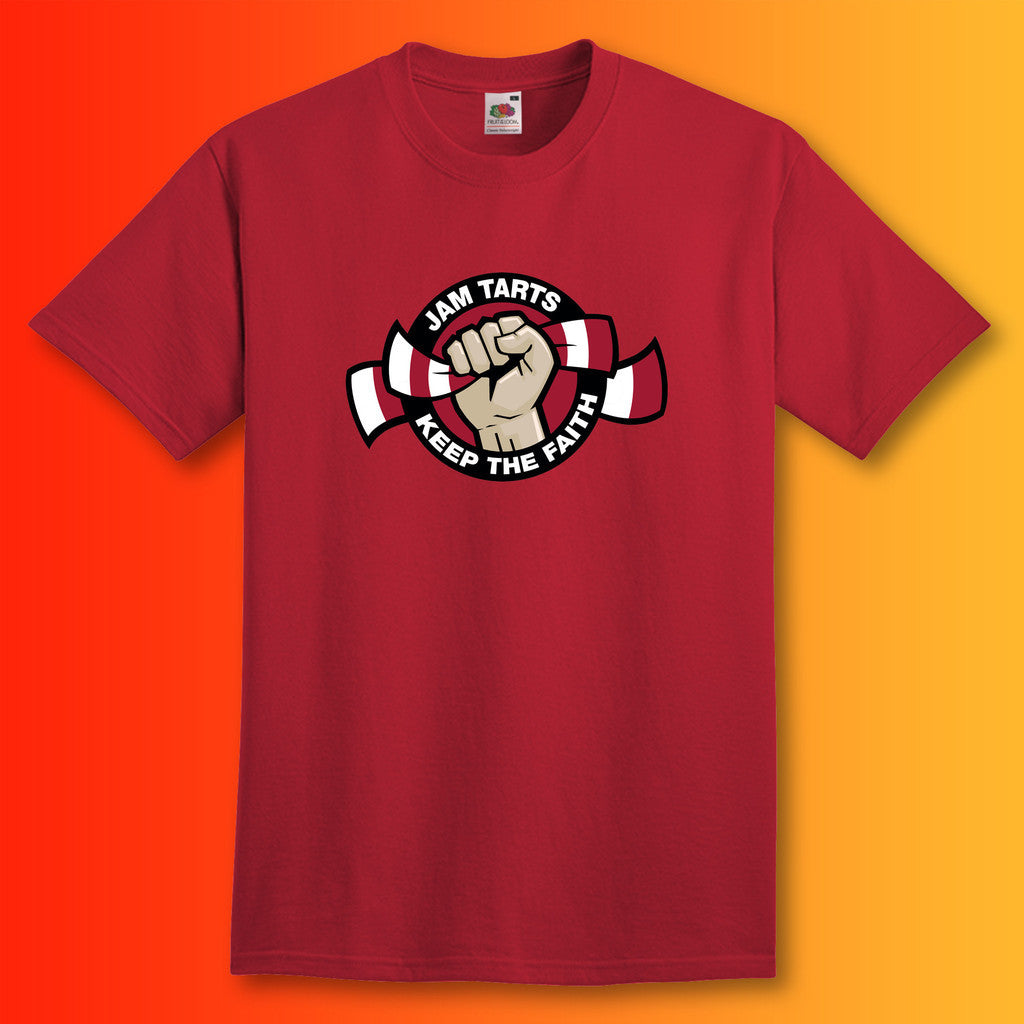 Hearts Scarf Shirt with Jam Tarts Design Brick Red