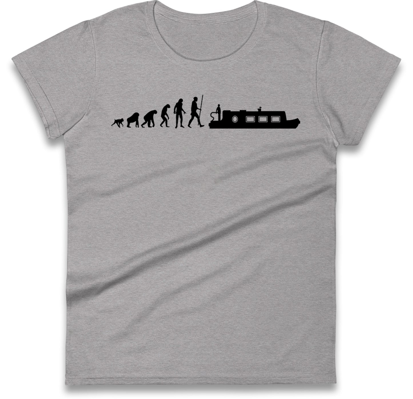 Human Evolution Canal boat Womens T Shirt