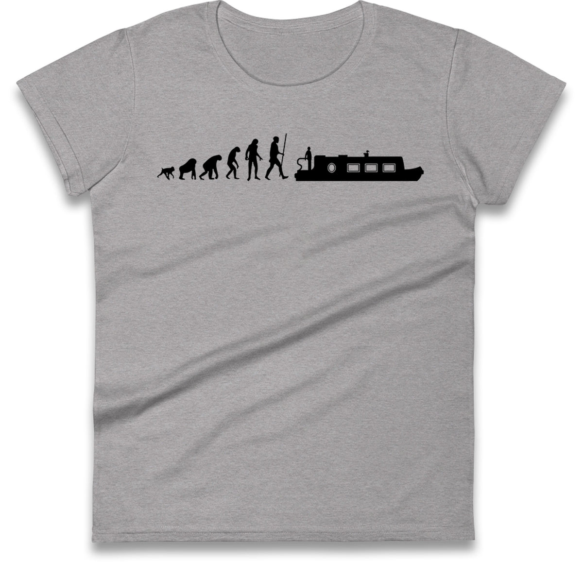 Human Evolution Canal boat Womens T Shirt