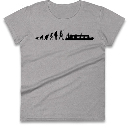 Human Evolution Canal boat Womens T Shirt