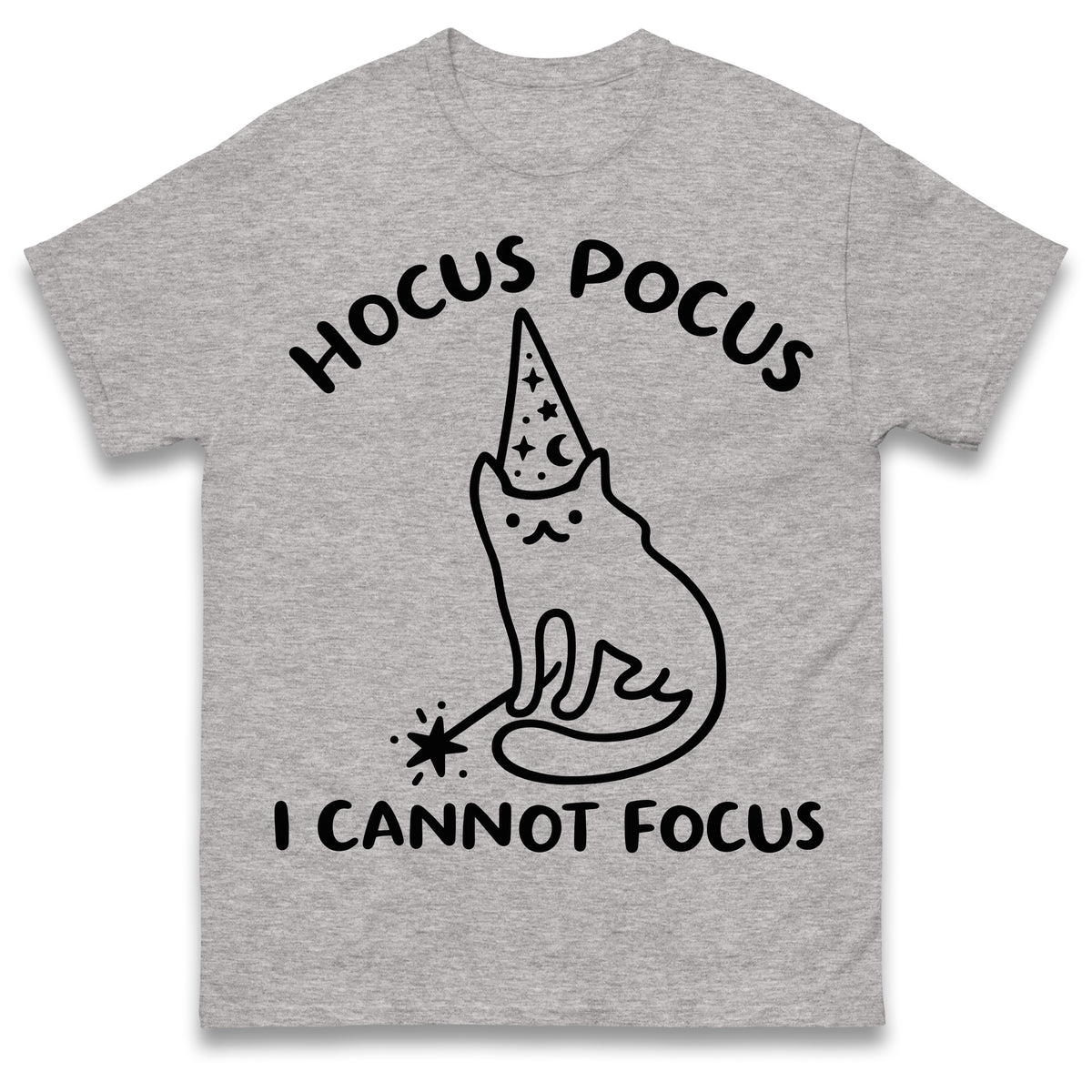 Hocus Pocus I Cannot Focus T Shirt Funny Cat Wizard Design Sarcastic Graphic Shirt ADHD Humour Gift