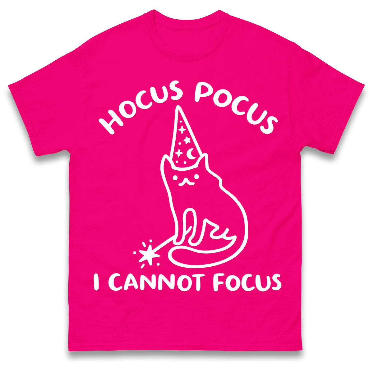 Hocus Pocus I Cannot Focus T Shirt Funny Cat Wizard Design Sarcastic Graphic Shirt ADHD Humour Gift