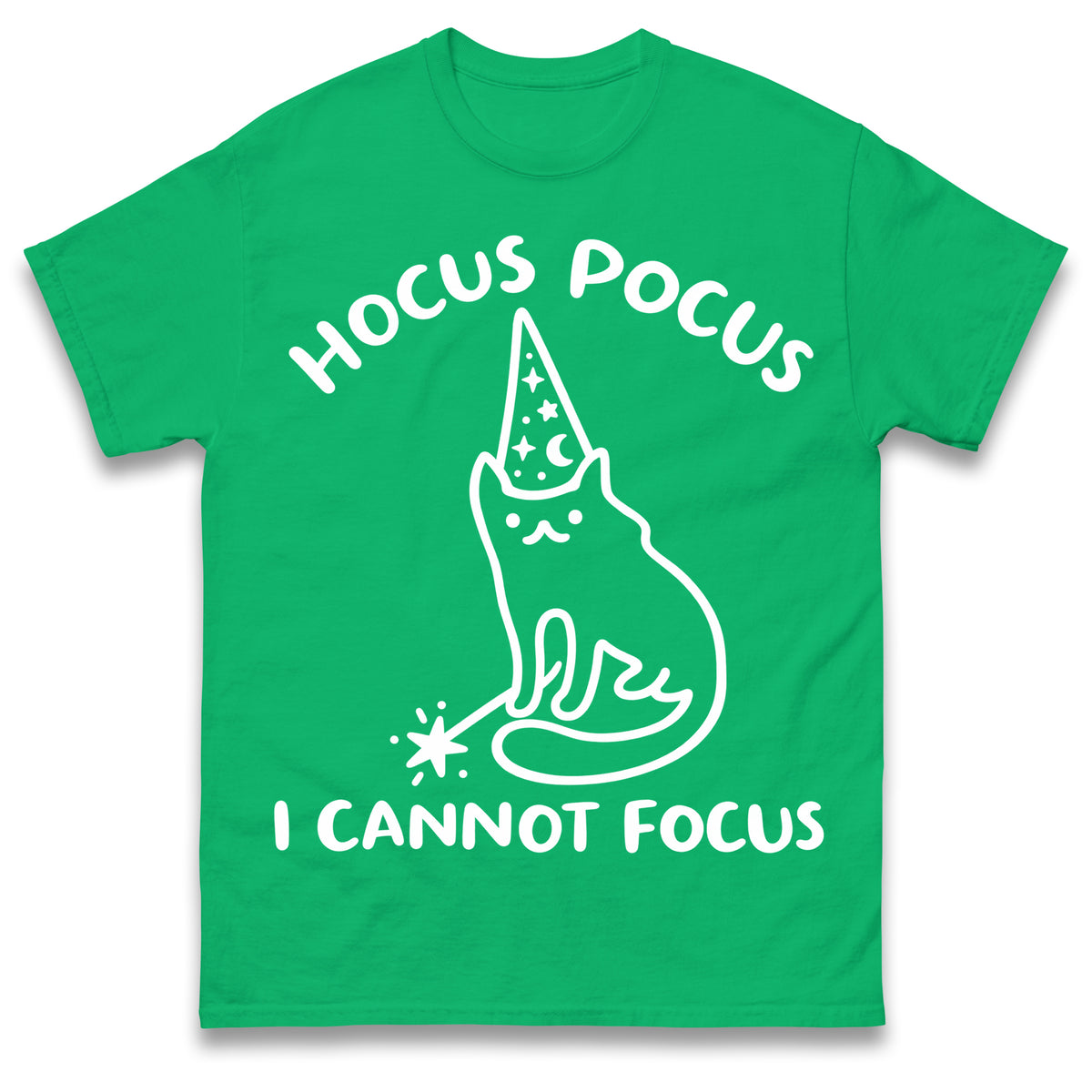 Hocus Pocus I Cannot Focus T Shirt Funny Cat Wizard Design Sarcastic Graphic Shirt ADHD Humour Gift