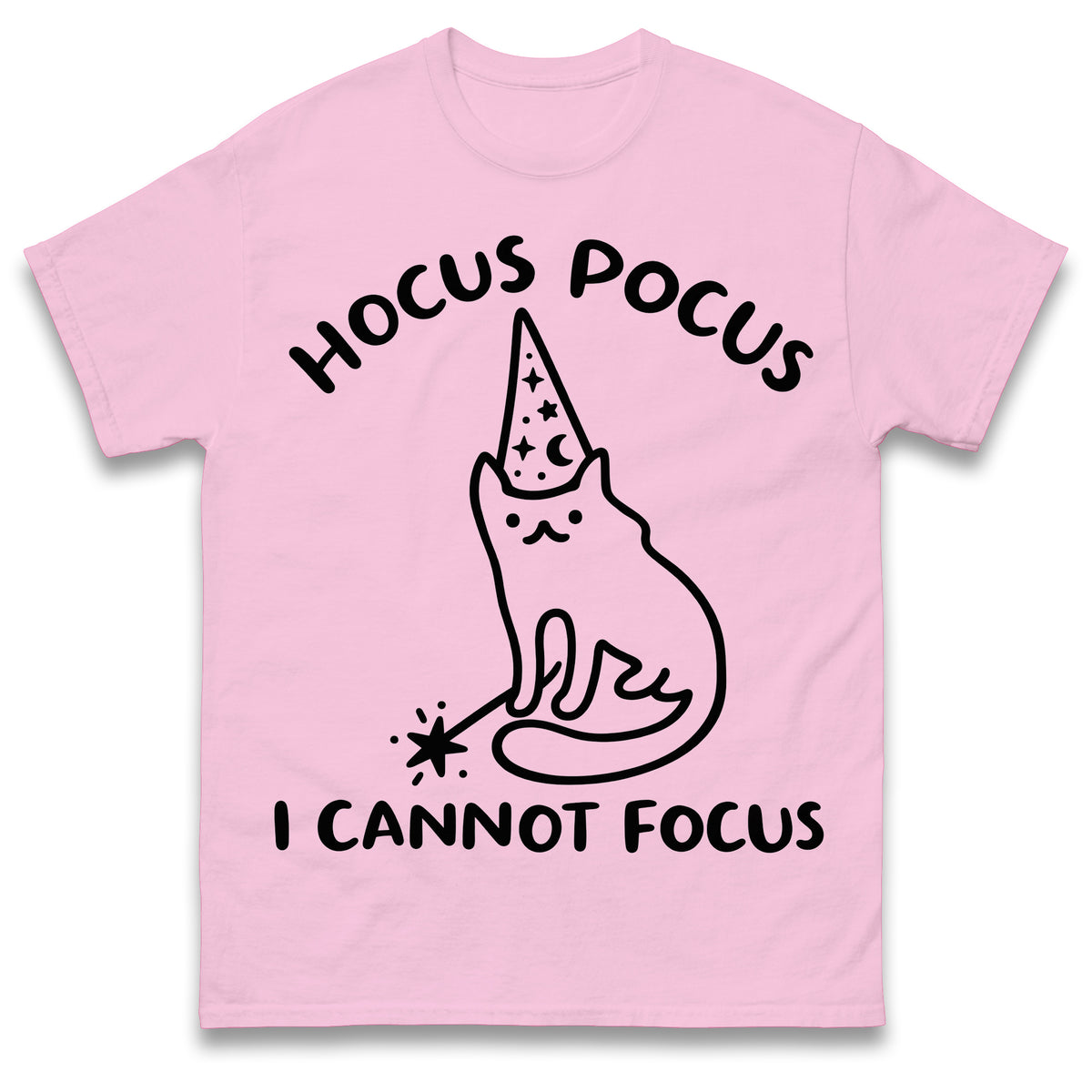 Hocus Pocus I Cannot Focus T Shirt Funny Cat Wizard Design Sarcastic Graphic Shirt ADHD Humour Gift