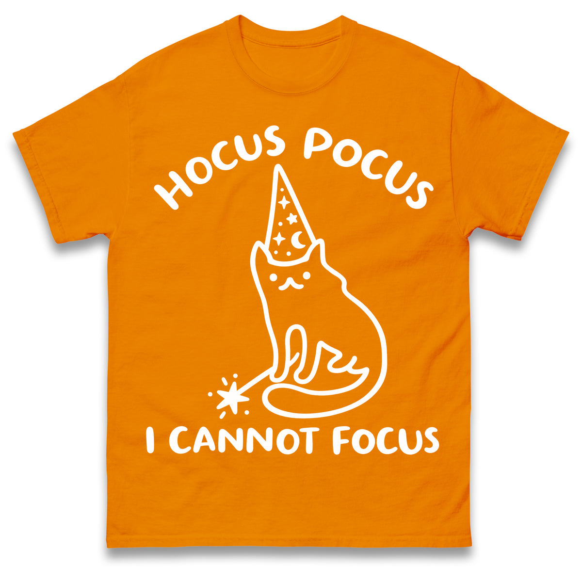 Hocus Pocus I Cannot Focus T Shirt Funny Cat Wizard Design Sarcastic Graphic Shirt ADHD Humour Gift