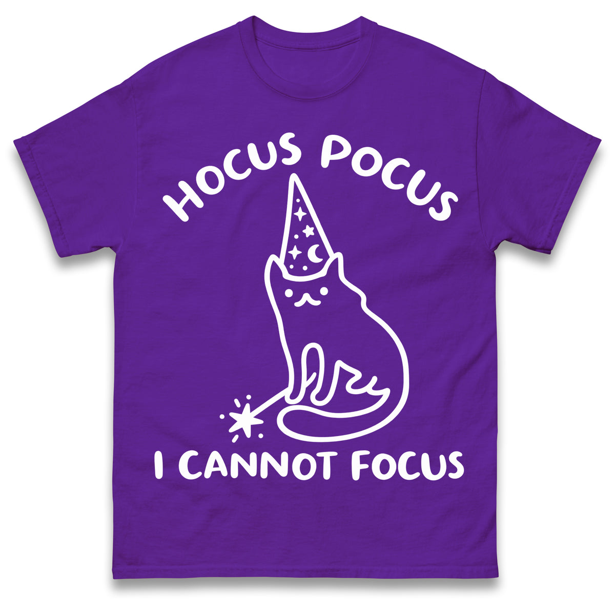 Hocus Pocus I Cannot Focus T Shirt Funny Cat Wizard Design Sarcastic Graphic Shirt ADHD Humour Gift