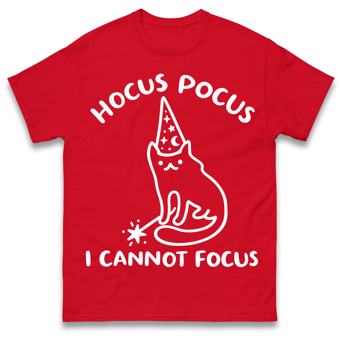 Hocus Pocus I Cannot Focus T Shirt Funny Cat Wizard Design Sarcastic Graphic Shirt ADHD Humour Gift